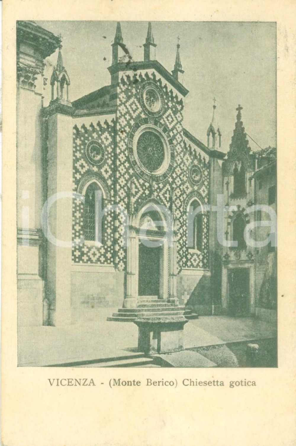 Cartolina originale da collezione 1918 VICENZA Chiesetta gotica di MONTE BERICO Cartolina FP VG 1