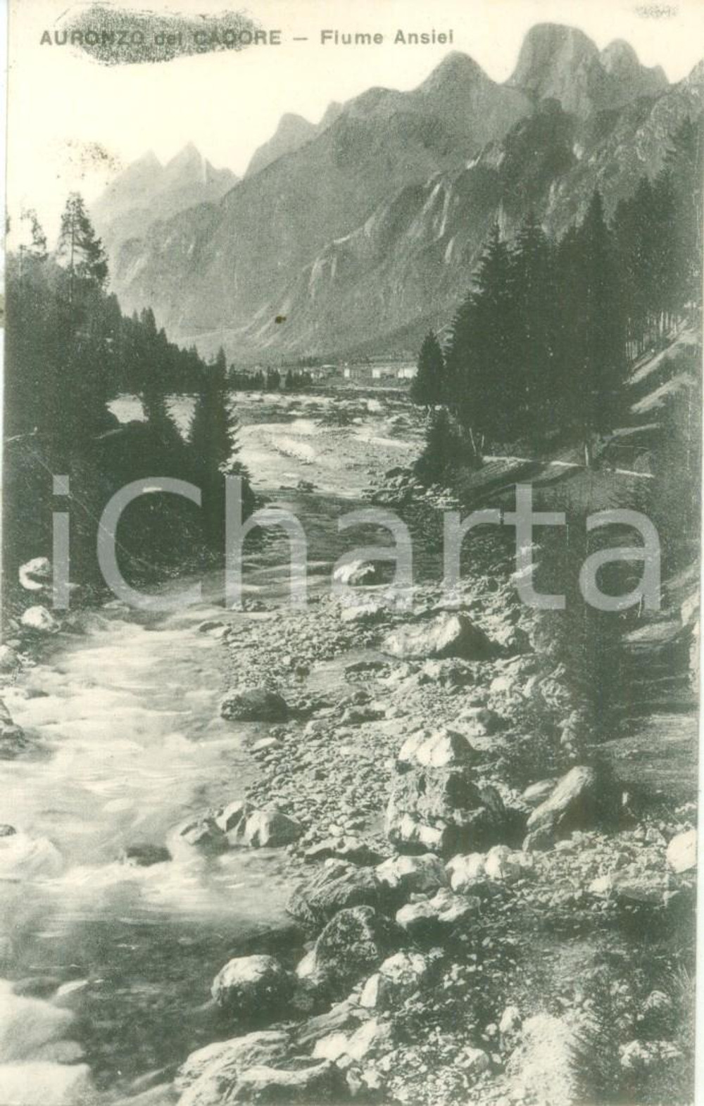 Cartolina originale da collezione 1935 ca AURONZO DI CADORE BL Veduta del fiume ANSIEI Cartolina FP NV 1