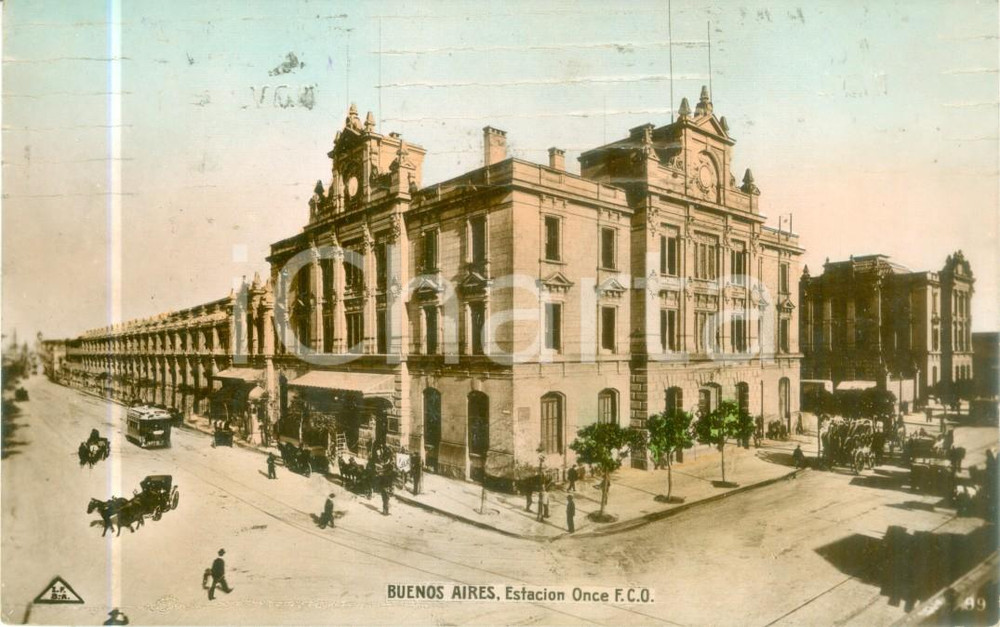 Cartolina originale da collezione 1909 BUENOS AIRES ARGENTINA Estacion Once F.C.O. Cartolina FP VG 1