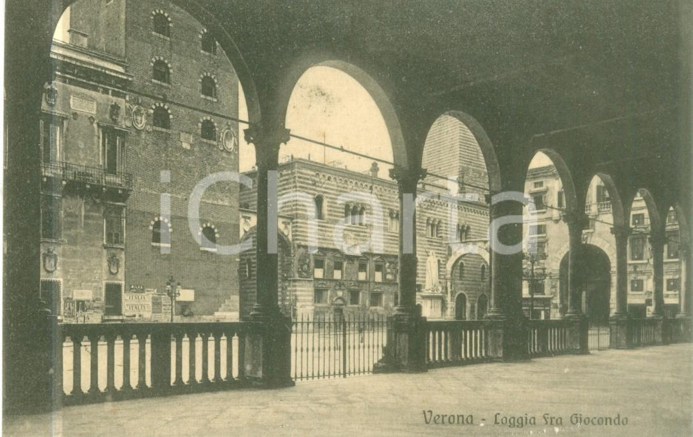 Cartolina originale da collezione 1914 VERONA Veduta dalla Loggia Fra Giocondo Cartolina FP VG 1