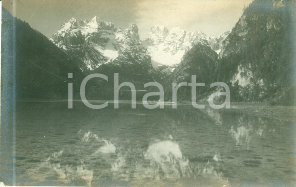 Fotografia d epoca originale 1935 ca DOBBIACO BZ Lago di LANDRO e Monte CRISTALLO Fotografia 1