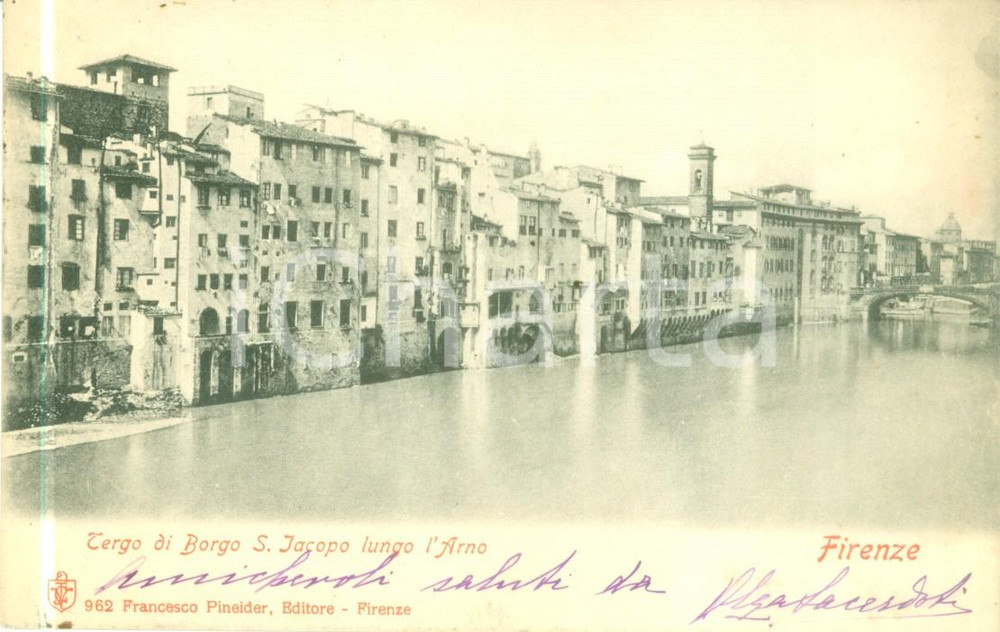 Cartolina originale da collezione 1900 ca FIRENZE Borgo SAN JACOPO lungo l Arno Cartolina FP VG 1