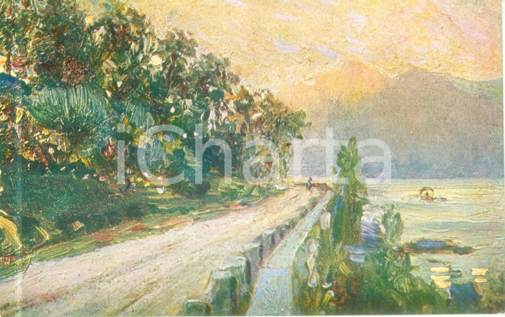 Cartolina originale da collezione 1937 ARTE Paesaggio lacustre Pittore Giovanni GALEAZZI Cartolina FP VG 1