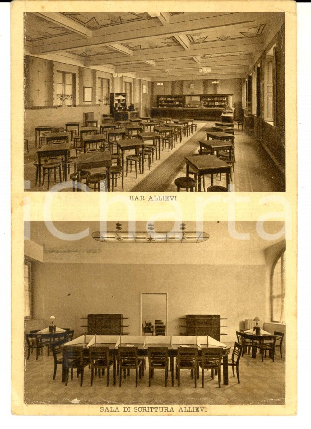 Cartolina originale da collezione 1937 PAVIA Scuola 3Â° Reggimento Genio  Bar allievi e sala scrittura Cartolina 1