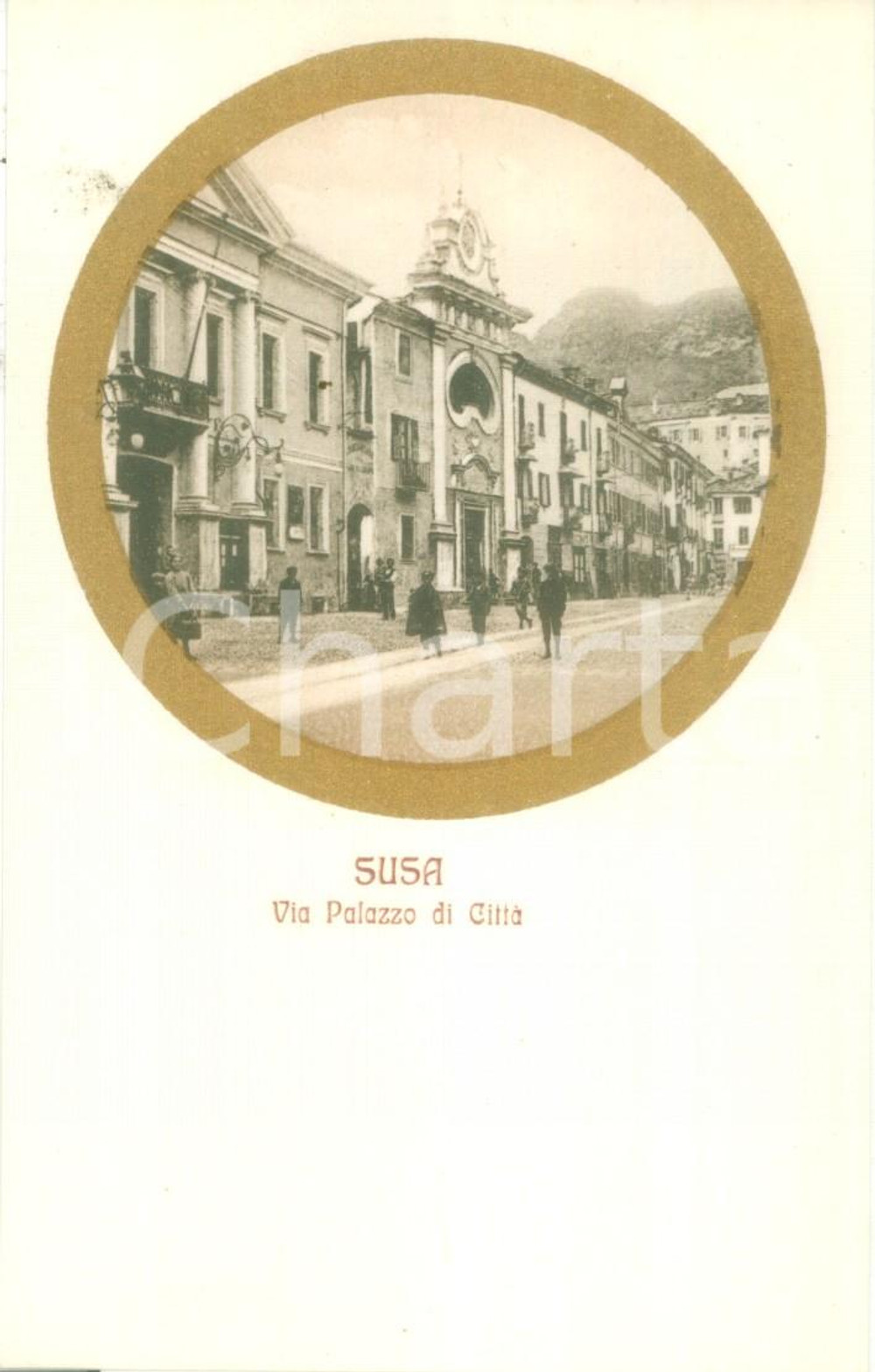 Cartolina originale da collezione 1930 ca SUSA TO Via Palazzo di CittÃ  Cartolina postale FP NV 1