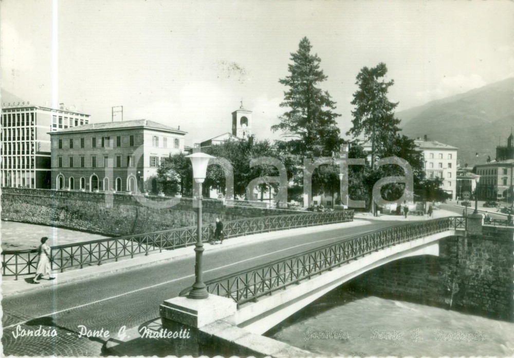Cartolina originale da collezione 1963 SONDRIO Il Ponte Giacomo MATTEOTTI Cartolina FG VG 1