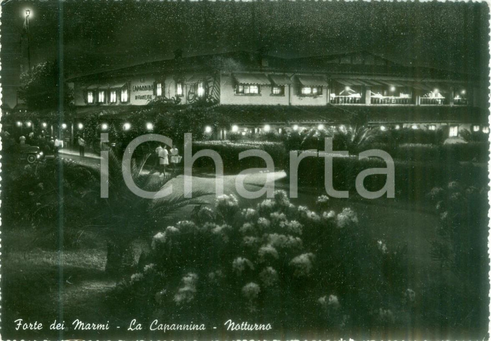 Cartolina originale da collezione 1953 FORTE DEI MARMI LU Veduta notturna de LA CAPANNINA Cartolina FG VG 1