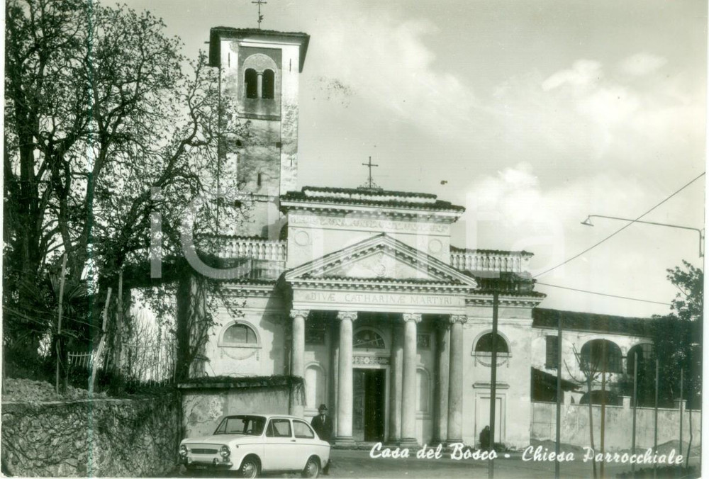 Cartolina originale da collezione 1960 ca CASA DEL BOSCO VC Chiesa parrocchiale Santa Caterina Cartolina FG NV 1