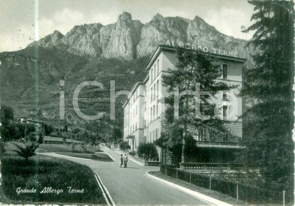Cartolina originale da collezione 1950 TERME DI BOARIO BS Grande Albergo Terme Cartolina ANIMATA FG VG 1