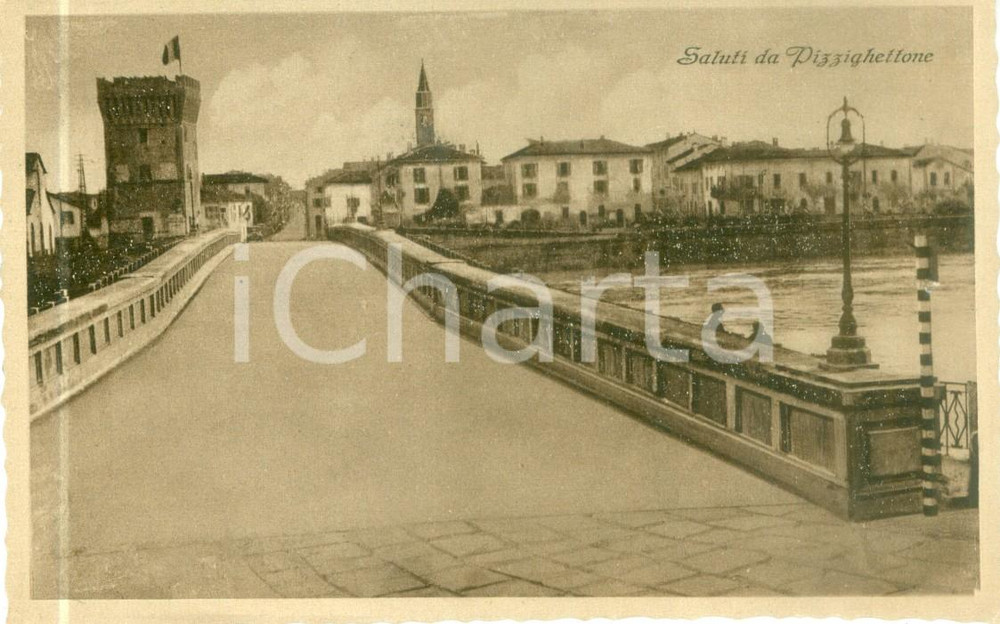 Cartolina originale da collezione 1930 ca PIZZIGHETTONE CR Veduta del Ponte sull ADDA Cartolina FP NV 1