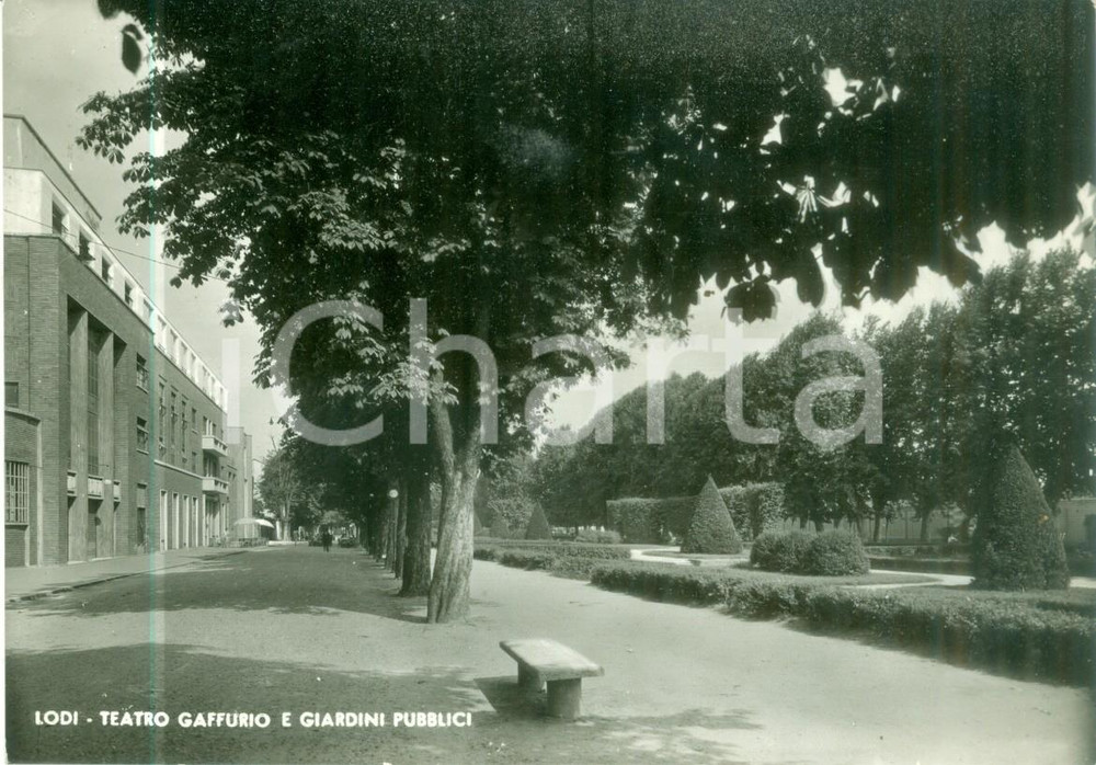Cartolina originale da collezione 1950 LODI Teatro GAFFURIO e giardini pubblici Cartolina FG NV 1