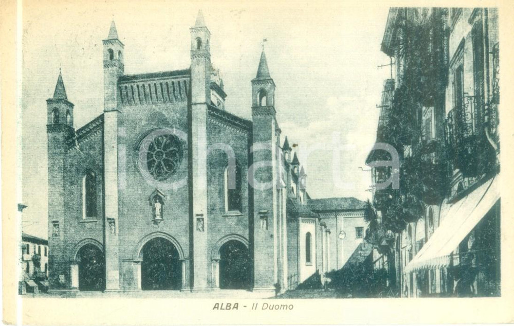 Cartolina originale da collezione 1930 ALBA CN Facciata del Duomo Cartolina postale FP VG 1
