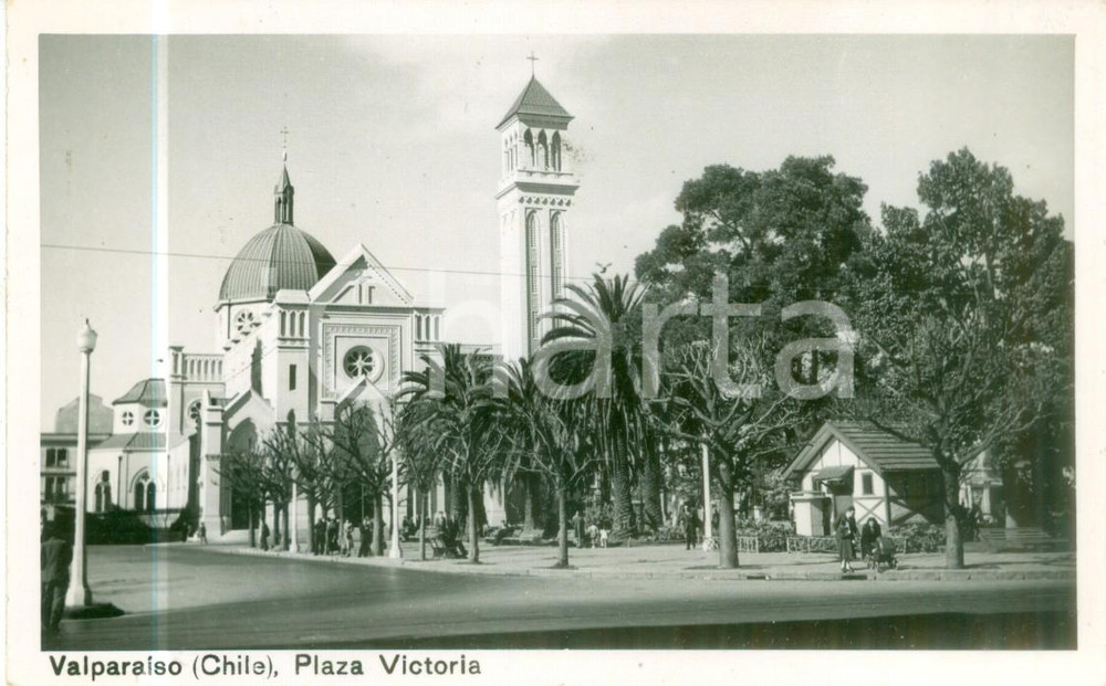 Cartolina originale da collezione 1951 VALPARAISO CHILE Veduta di Plaza Victoria Cartolina FP NV 1