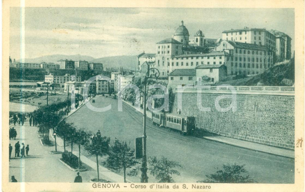 1933 GENOVA Tram in Corso ITALIA da San Nazaro *Cartolina FP VG