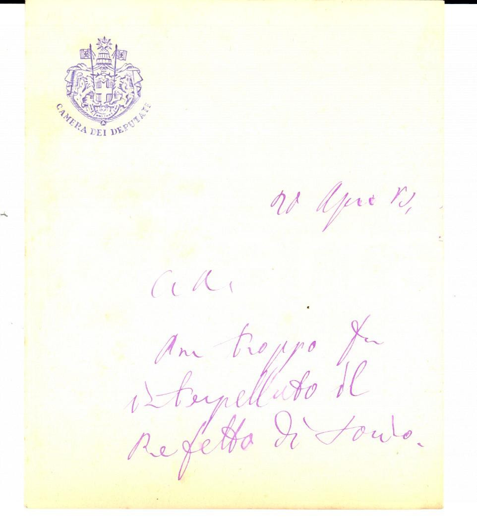 Autografo originale 1883 ROMA On. Paolo BOSELLI in difficoltÃ  per le vie gerarchiche AUTOGRAFO 1