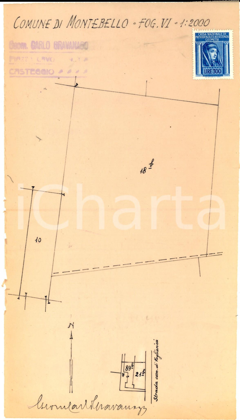 Mappa, planimetria storica 1930 MONTEBELLO DELLA BATTAGLIA Planimetria campo strada FOGLIARINA GRAVANAGO 1