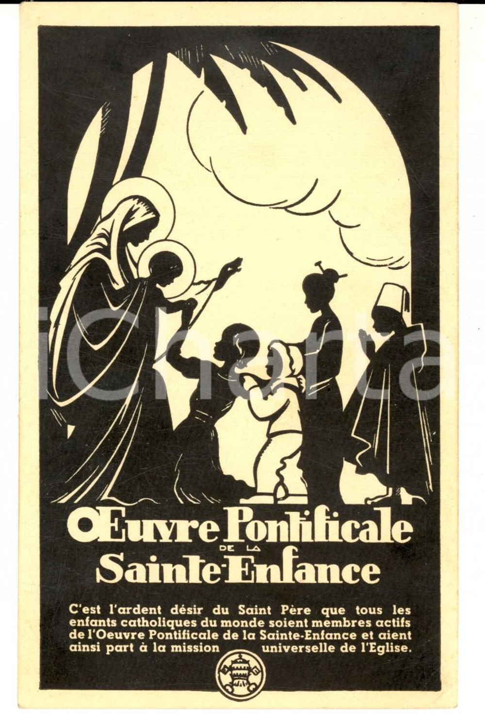 Cartolina originale da collezione 1952 OEUVRE PONTIFICALE de la SAINTEENFANCE Carte postale ILLUSTREE FP NV 1
