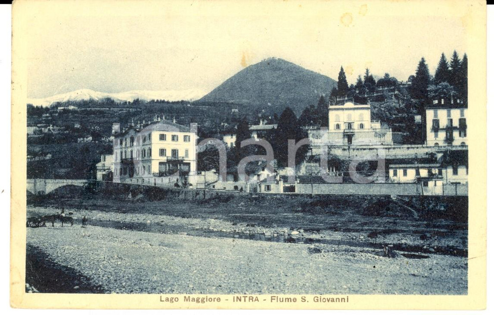 Cartolina originale da collezione 1933 VERBANIA INTRA Panorama fiume SAN GIOVANNI Cartolina ANIMATA FP VG 1