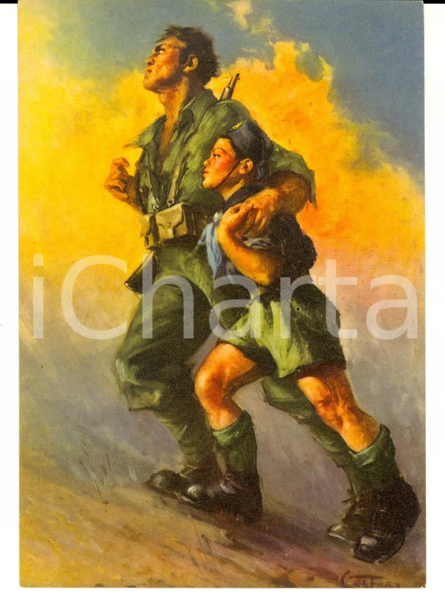 Cartolina originale da collezione 1940 ca PNF Cartolina GIOVENTU  DEL LITTORIO Ai soldati d Italia ILLUSTRATA FG 1