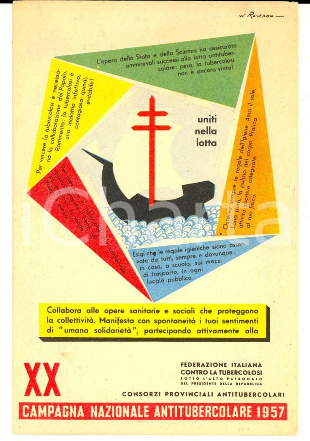 1957 XX Campagna Nazionale Antitubercolare *Cartolina ILLUSTRATA Walter ROVERONI