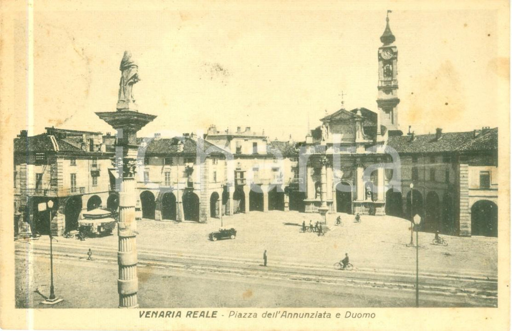 Cartolina originale da collezione 1939 VENARIA REALE TO Piazza dell Annunziata e Duomo  Cartolina FP VG 1