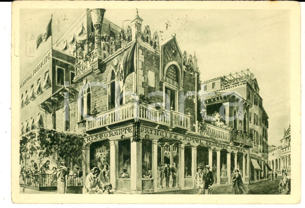 Cartolina originale da collezione 1940 VENEZIA Canal GRANDE Cartolina albergo ristorante PRINCIPE ILLUSTRATA 1