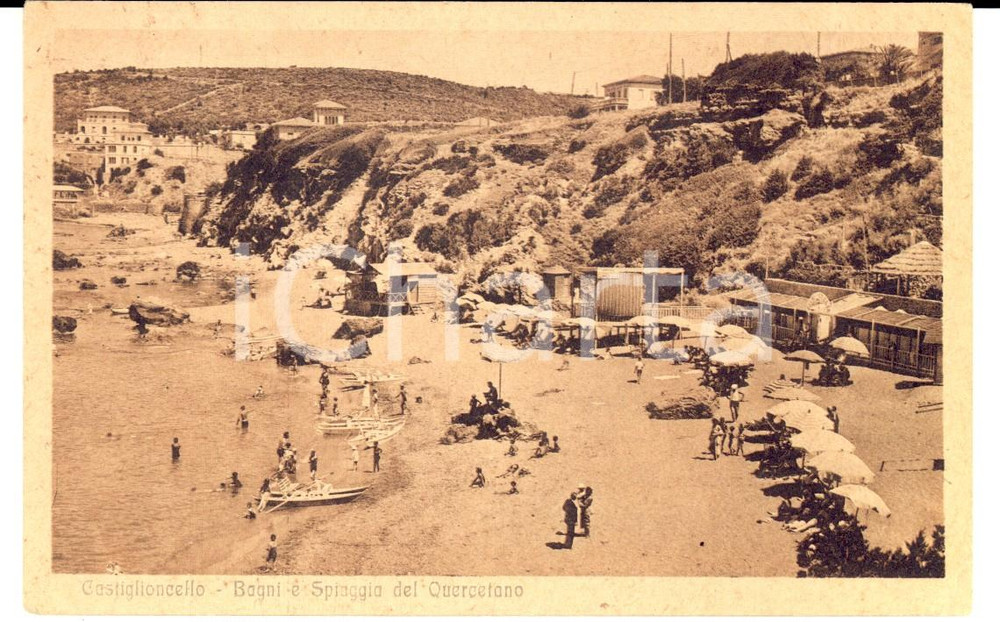 Cartolina originale da collezione 1946 CASTIGLIONCELLO Bagni e spiaggia del QUERCETANO Cartolina ANIMATA FP VG 1