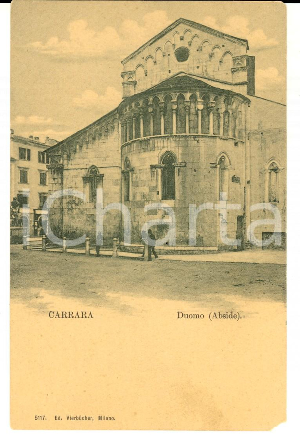 1900 ca CARRARA Veduta dell'abside del Duomo *Cartolina ANIMATA FP NV