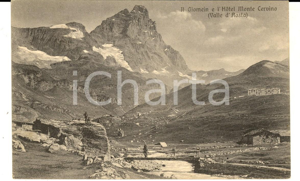 Cartolina originale da collezione 1910 ca VALTOURNANCHE AO Hotel MONTE CERVINO e GIOMEIN Cartolina FP NV 1