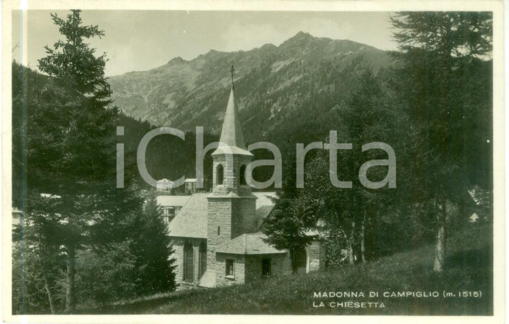 Cartolina originale da collezione 1934 MADONNA DI CAMPIGLIO TN Veduta della chiesetta Cartolina FP VG 1