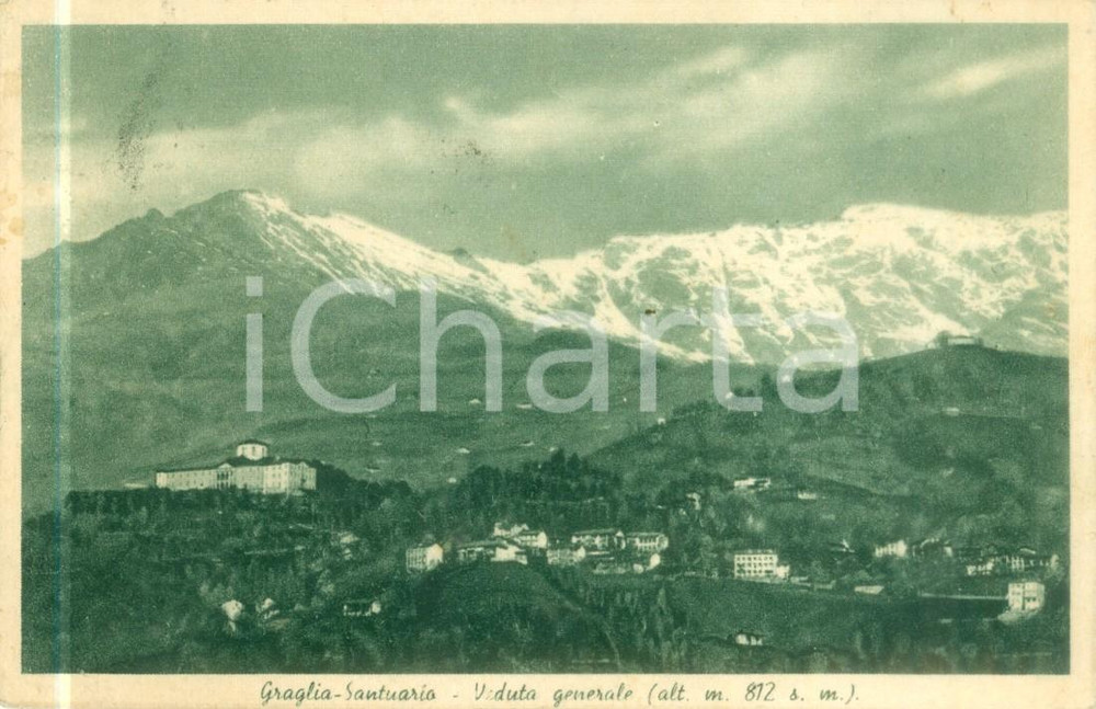 Cartolina originale da collezione 1947 GRAGLIA BI Veduta generale con il Santuario Cartolina FP VG 1