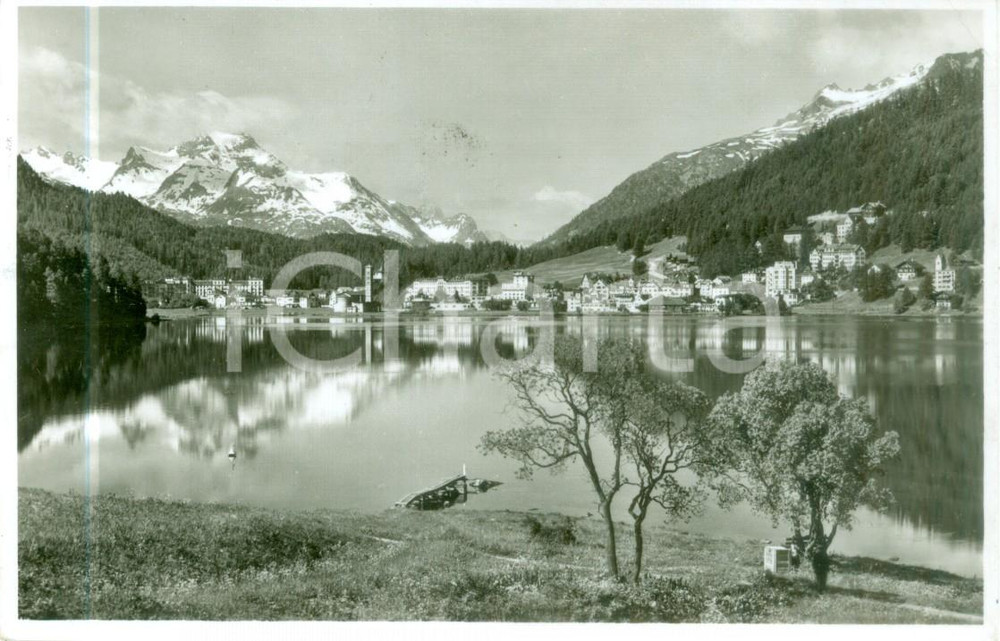 Cartolina originale da collezione 1940 ca SANKT MORITZ SVIZZERA Panorama con lago Piz LA MARGNA Cartolina FP NV 1