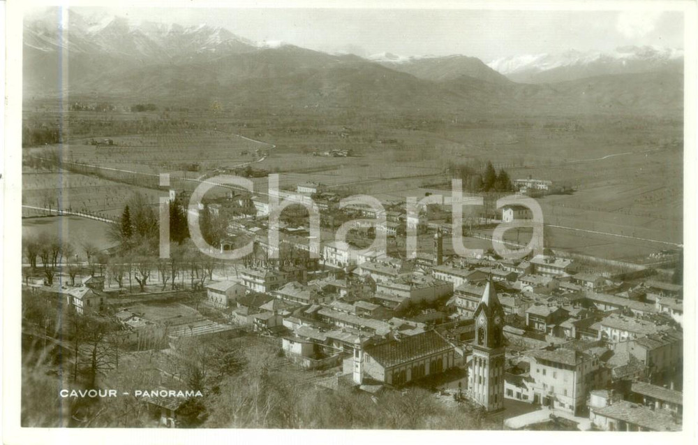 Cartolina originale da collezione 1933 CAVOUR TO Panorama aereo con ALPI Cartolina FP VG 1