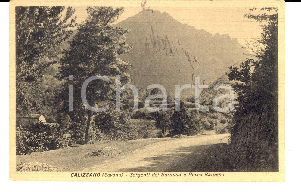 Cartolina originale da collezione 1934 CALIZZANO SV Sorgenti del BORMIDA e Rocca BARBENA Cartolina FP VG 1