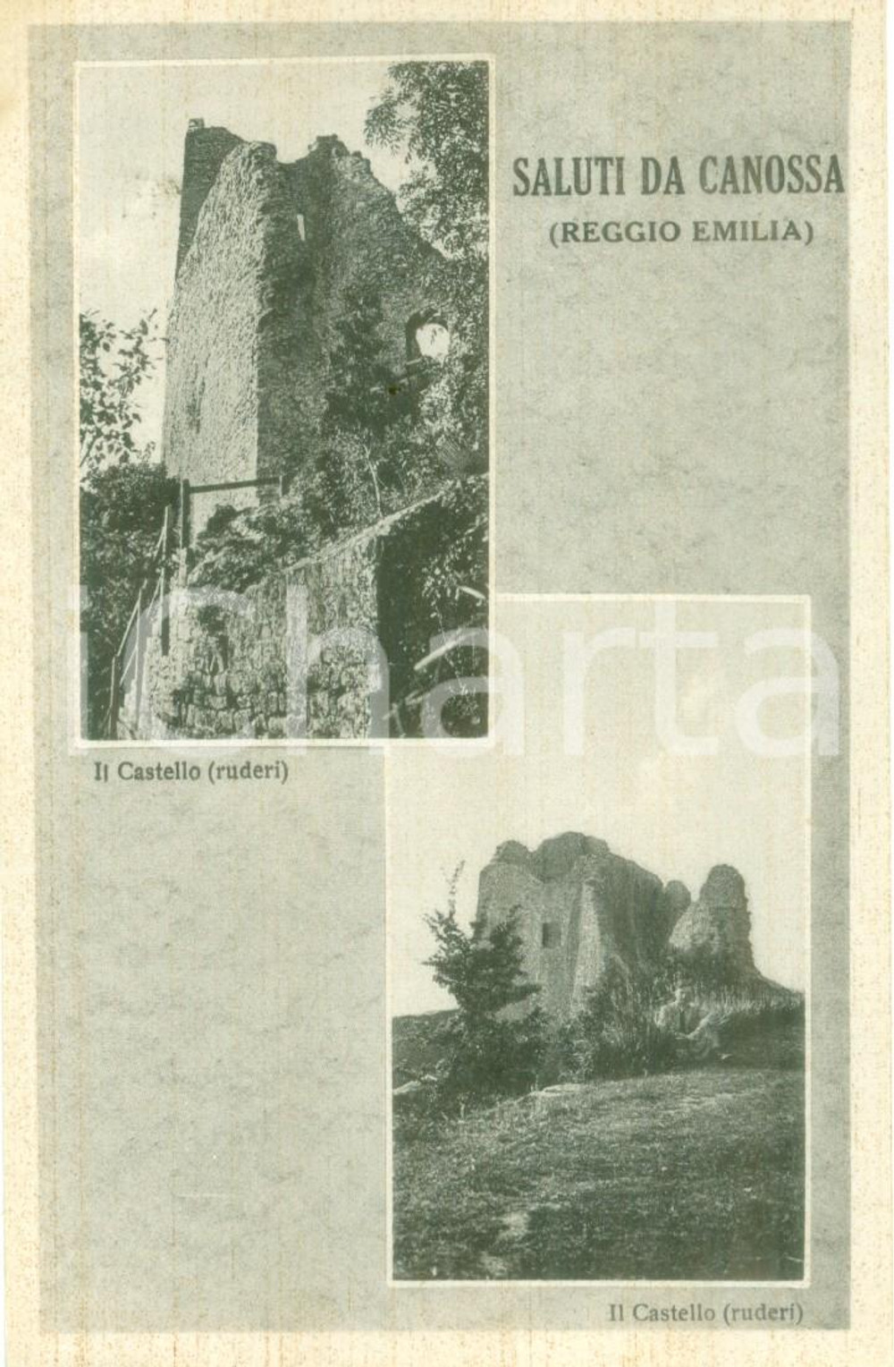 Cartolina originale da collezione 1941 CANOSSA RE Vedute dei ruderi del Castello Cartolina FP NV 1
