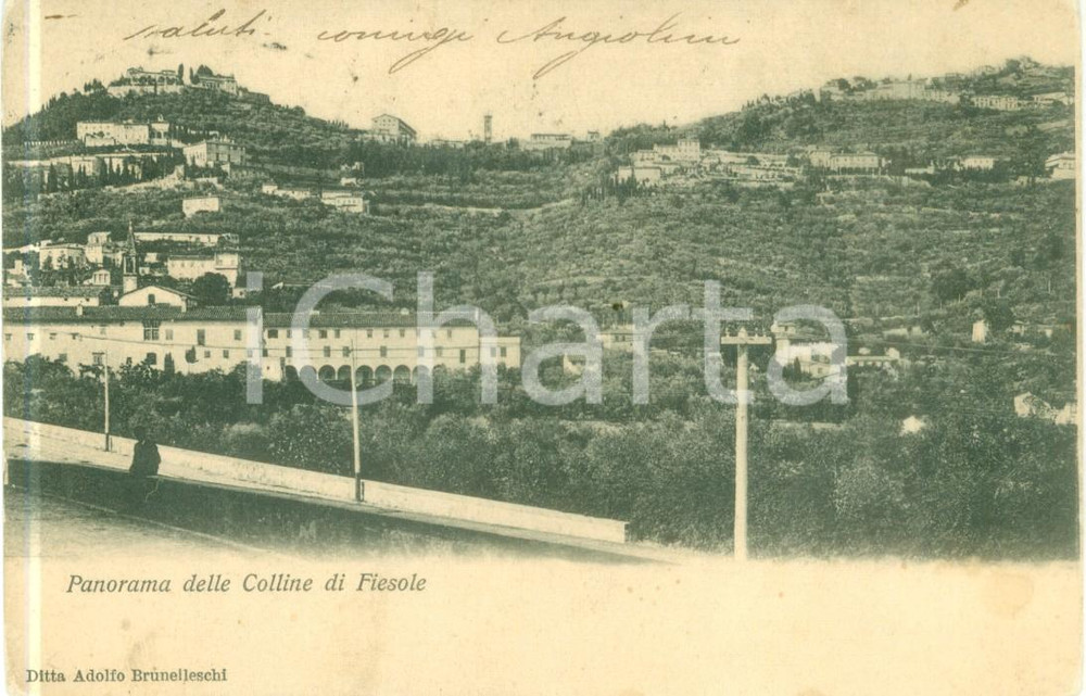 Cartolina originale da collezione 1905 FIESOLE FI Panorama delle colline e del paese Cartolina FP VG 1