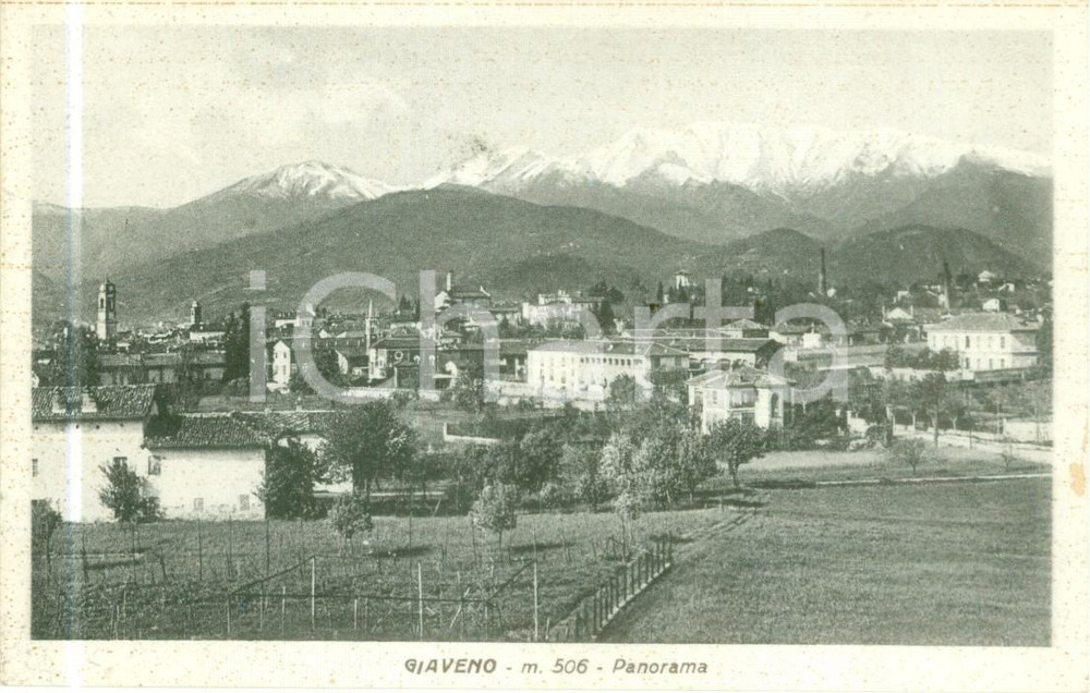 Cartolina originale da collezione 1950 GIAVENO TO Panorama con orto Cartolina postale FP VG 1