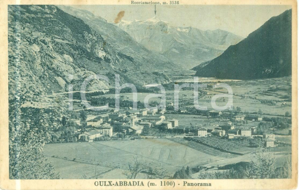Cartolina originale da collezione 1934 OULX TO Panorama di ABBADIA con il ROCCIAMELONE Cartolina FP VG 1
