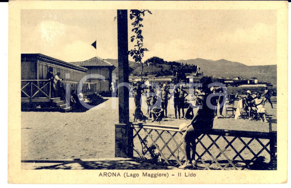 Cartolina originale da collezione 1939 ARONA NO Lido sul Lago MAGGIORE Cartolina ANIMATA bambini FP VG 1