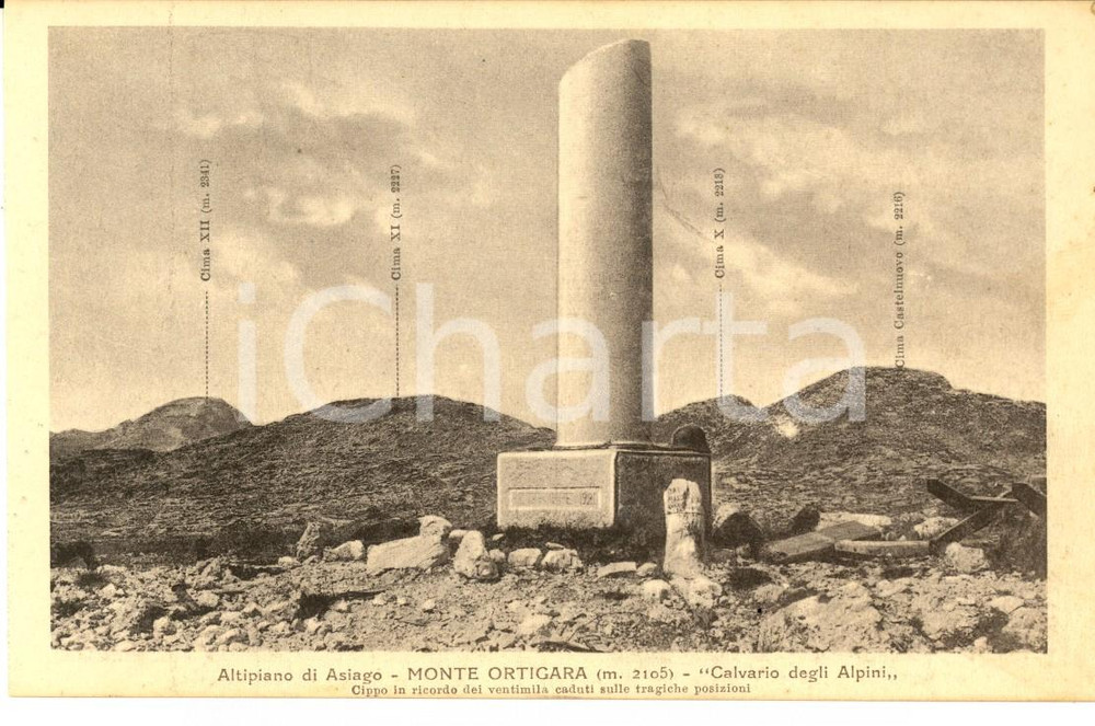 Cartolina originale da collezione 1930 ca ALTIPIANO DI ASIAGO   Monte ORTIGARA Cippo ALPINI Cartolina FP NV 1
