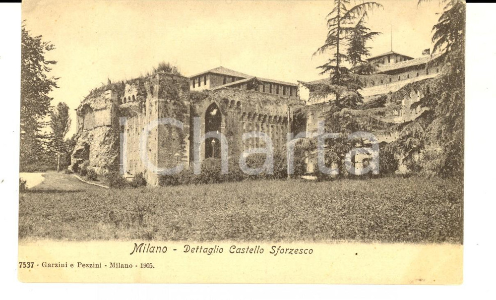Cartolina originale da collezione 1915 ca MILANO Dettaglio del Castello SFORZESCO Cartolina postale FP NV 1