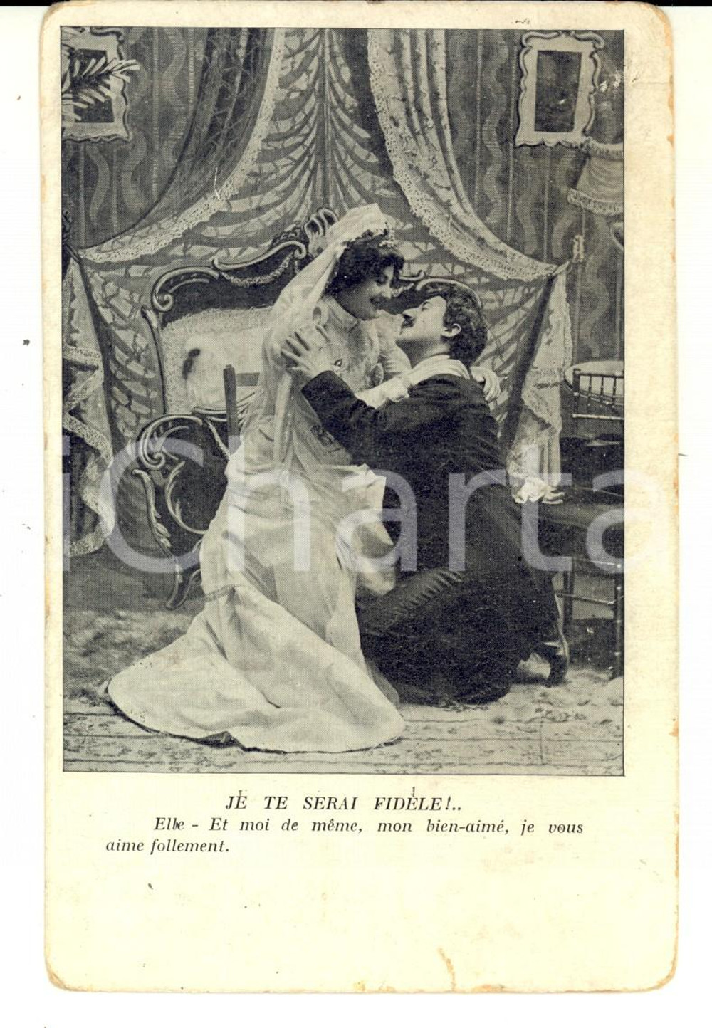 Cartolina originale da collezione 1910 ca INNAMORATI Promesse di fedeltÃ  Cartolina postale VINTAGE FP NV 1