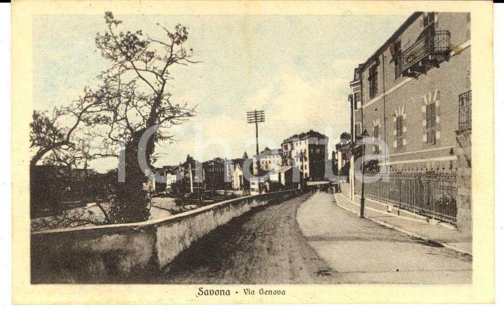 Cartolina originale da collezione 1915 ca SAVONA Veduta di via GENOVA Cartolina postale FP vg 1