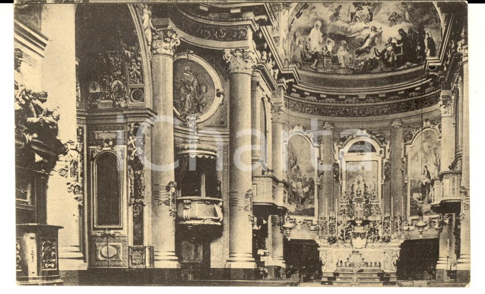 Cartolina originale da collezione 1930 ca GAVERINA TERME BG Interno parrocchia  Cartolina FP NV 1