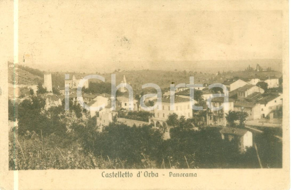 Cartolina originale da collezione 1922 CASTELLETTO D ORBA AL Panorama del paese Cartolina FP VG 1