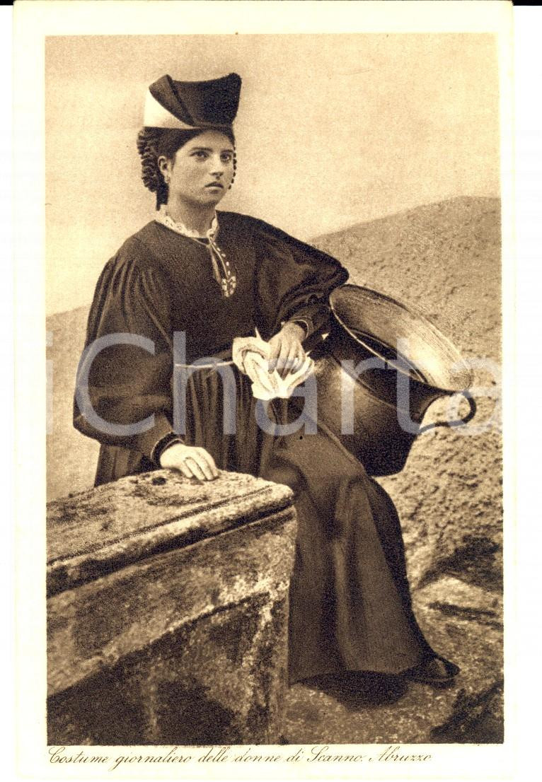 Cartolina originale da collezione 1930 ca SCANNO AQ Ragazza in costume giornaliero CARTOLINA FP NV 1