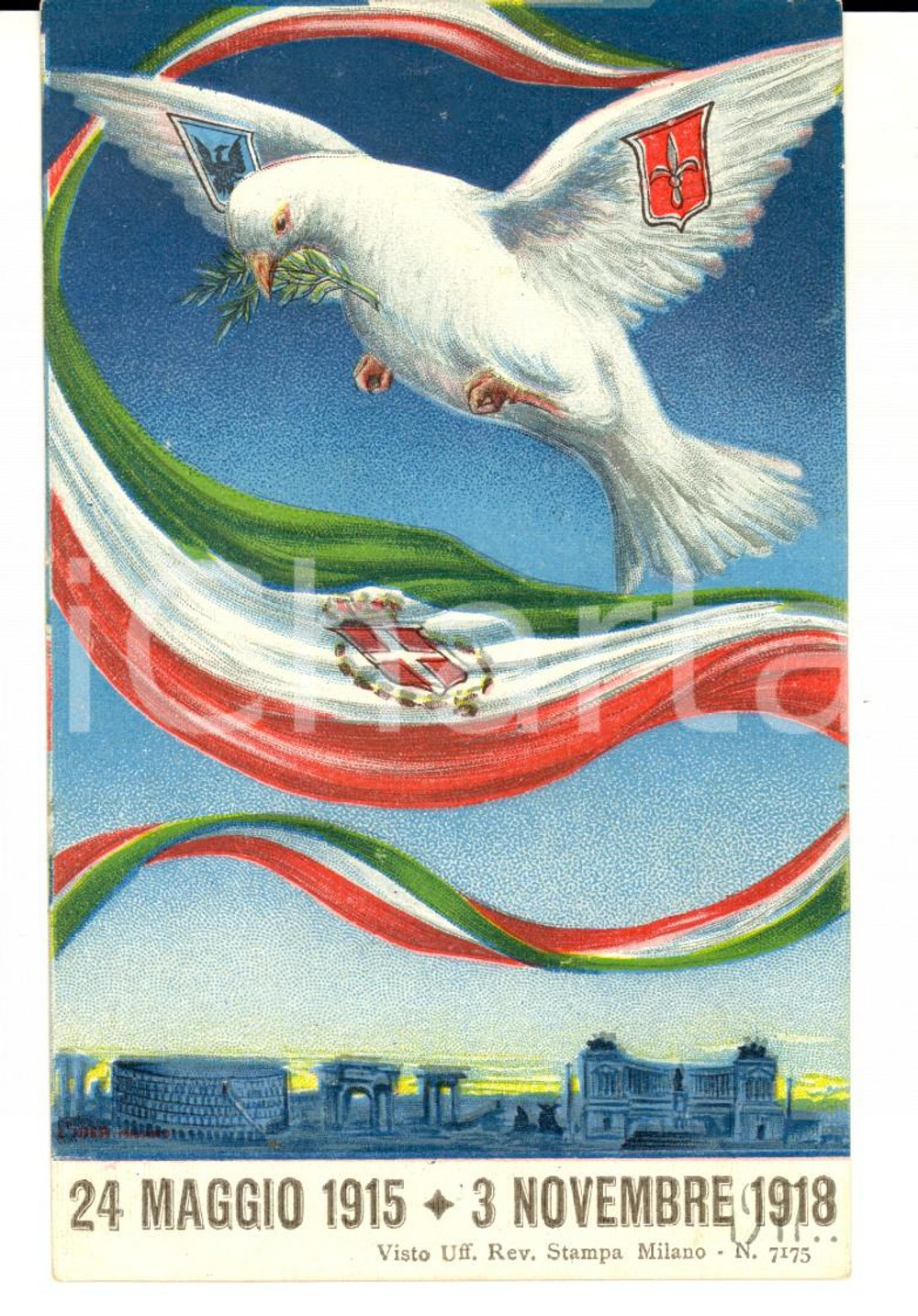 Cartolina originale da collezione 1920 WW1 Operazioni di guerra sul FRONTE ITALIANO Cartolina commemorativa FP NV 1