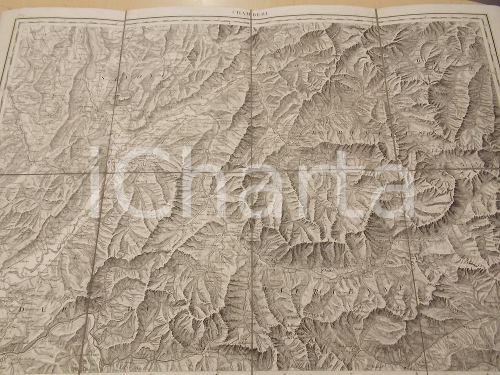Mappa, planimetria storica 1880 ca Carte de FRANCE  Ville de CHAMBERY Mappa su tela 70 x 50 cm 1