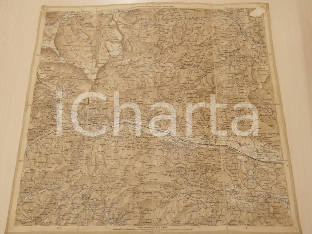Mappa, planimetria storica 1870 ca Istituto Geografico Militare Carta d Italia SUSA Mappa su tela 42x40 1
