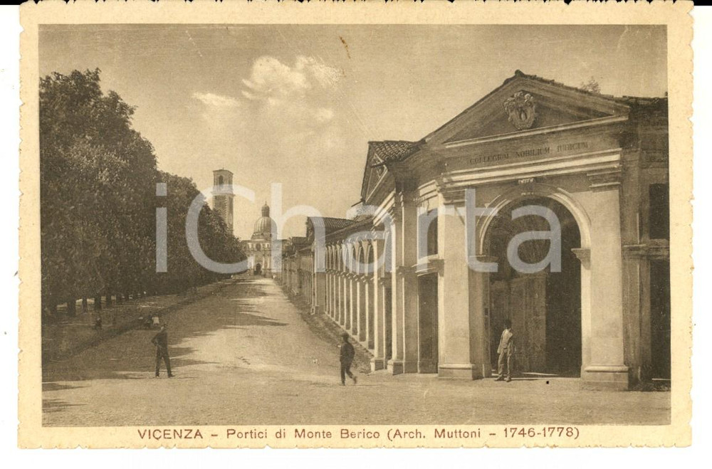 Cartolina originale da collezione 1917 VICENZA Portici di MONTE BERICO dell architetto FRANCESCO MUTTONI FP NV 1